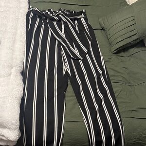 Striped Black and White Women's Pants